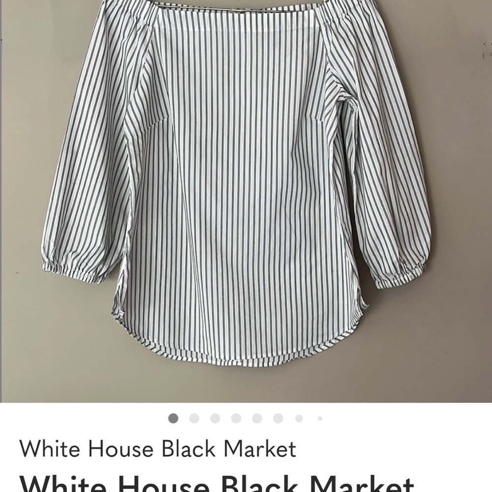 White House Black Market Black and White Striped Blouse